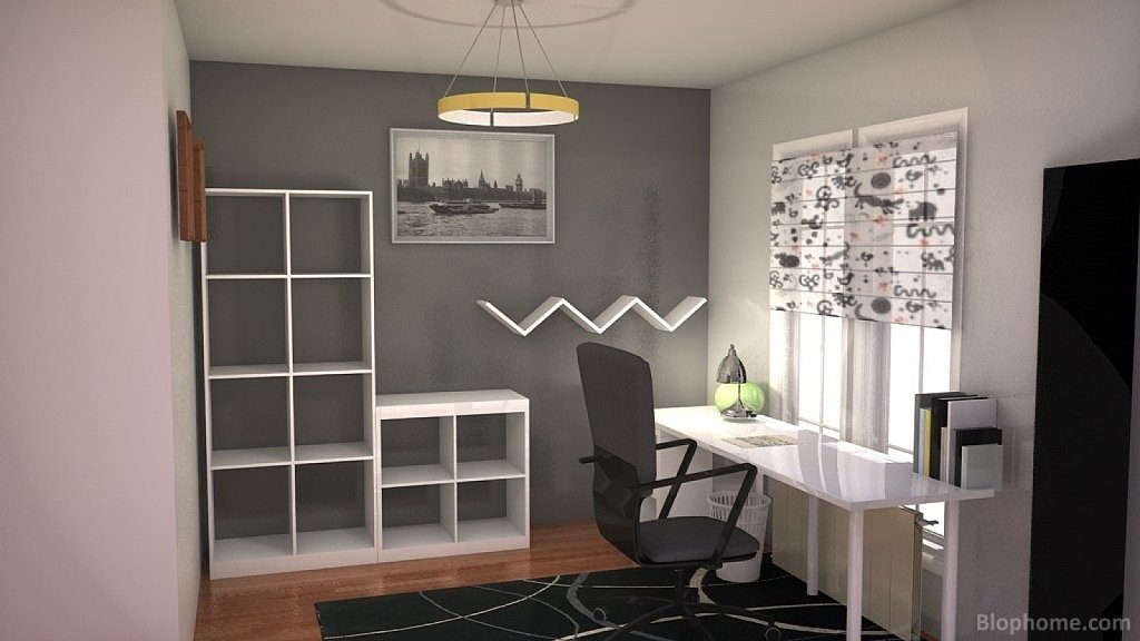 diseño despacho en blanco y gris