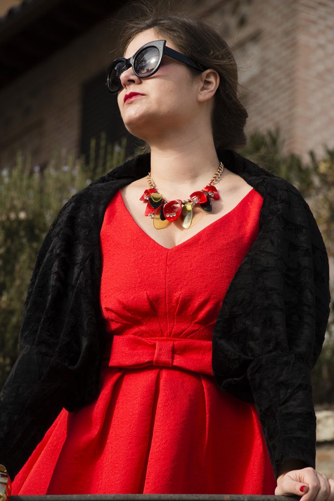 Look navideño, vestido rojo