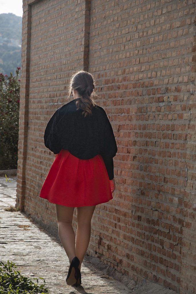 Look navideño, vestido rojo